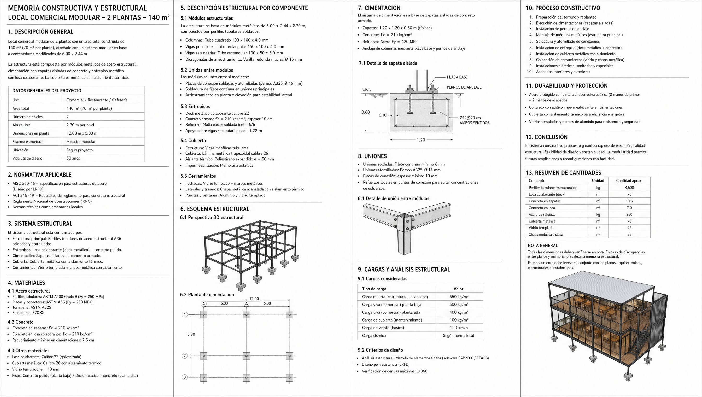 Memoria constructiva y estructural Local Comercial 140 m2